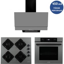 Alveus Afm Serisi Ssp Antrasit-Gri Cam Turbo Dijital 3'lü Ankastre Set (Fırın + Ocak + Davlumbaz)