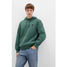 Mavi Mavi Logo Nakışlı Kapüşonlu Yeşil Sweatshirt 065809-71580