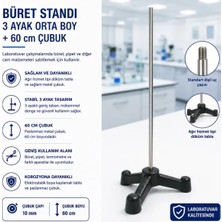 Labolist Büret Standı 3 Ayak Orta Boy + 60 Cm Çubuk