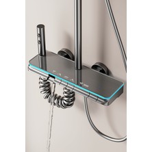 Oxy Aqua Rain Dijital LED Göstergeli Piyano Tuşlu Termostatik Banyo Batarya Duş Sistemi Tepe Robot Duş Seti