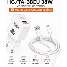 Schitec 38W 2 Çıkışlu Hızlı Şarj Başlığı ve 67W Usba To Micro ve Hızlı Şarj Kablosu Hediye