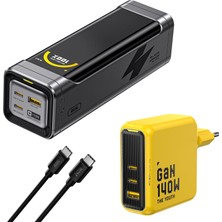 Aohi Black Warrior 25.200 Mah 170W Powerbank, Youth 3 Portlu 140W Şarj Adaptörü Seti