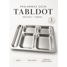 Beylini 5 Gözlü Tabldot Tabak Paslanmaz Çelik Self Servis Faturalı Garantili Fabrika Okul Ev Hastane Kırılmaz Metal Servis Tabağı