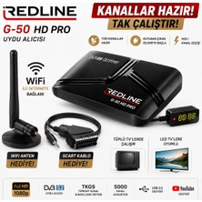 Redline G-50 Hd Pro Full Hd Uydu Alıcısı Tkgs Wifi Youtube 5000 Kanal Tak Çalıştır Tüplü ve LED Tv Uyumlu