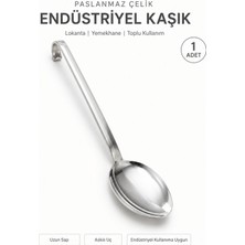 Beylini NO:1 Endüstriyel Sanayi Tipi Kaşık Paslanmaz Çelik Okul Sanayi Lokanta Tipi Kulplu Kaşık Asılabilir Paslanmaz Kırılmaz