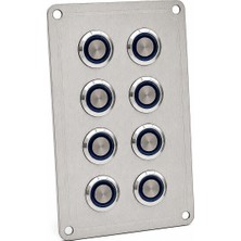 Labarka 8'li Krom Switch Panel Sigortalı Korna Butonlu Mavi LED'li 12-24V