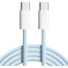 Onomo Type-C USB Şarj Kablosu, 60W Hızlı Şarj, 48 Telli Örgü Kablo, 2 Metre, Mavi