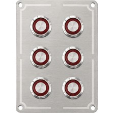 Labarka 6'lı Krom Switch Panel Sigortalı Kırmızı LED'li 12-24V