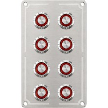 Labarka 8'li Krom Switch Panel Sigortalı Kırmızı LED'li 12-24V