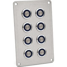 Labarka 8'li Krom Switch Panel Sigortalı Mavi LED'li 12-24V