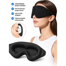 Sinada Premium 3D Uyku Göz Maskesi, %100 Işık Engelleme, Hafızalı Köpük Uyku Bandı