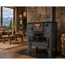 Nur-Ak Soba  65X50 Camlı Kömür Kuzinesi
