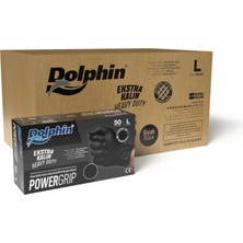 Dolphin Powergrip Nitril Eldiven Ekstra Kalın Siyah L Beden 50 Adet  x 20 Paket - Koli