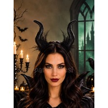 Parti Adresi Malefiz Tacı Boynuzlu Maleficent Taç Cadılar Bayramı Parti Aksesuarı