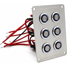 Labarka 6'lı Krom Switch Panel Sigortalı Mavi LED'li 12-24V