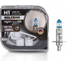 Wolfram 22101NV H1 Night Vision +%150 Fazla Işık +%20 Beyaz Işık 12V 55W