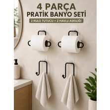 Epilons Pratik Banyo Düzenleme Seti 2 Adet Rulo Kağıt Tutucu 2 Adet Havlu Askılığı