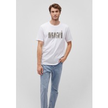 Mavi Logo Baskılı Beyaz T-Shirt 0612351-620