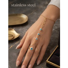 Stainless Steel Gold Renk Yonca Model Çelik Şahmeran