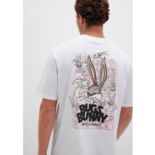 Mavi Bugs Bunny Baskılı Beyaz Tişört 0610636-620