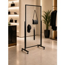 Rafburada Tekerlekli Sık Telli Tel Raf - Tel Pano Stand, Duvar Askılığı - 90x190 cm