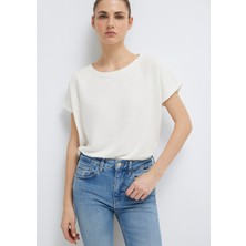 Mavi Soft-Premium (TENCEL™) Liyosel Karışımlı Ekru Basic Tişört 167245-25705