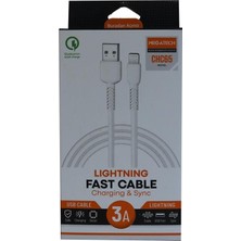 Megatech CHC65 3.0A 1mt Lightning Beyaz Şarj Kablosu