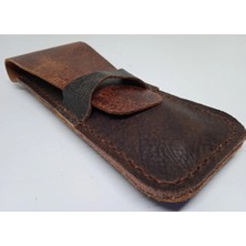 Mikasso Gerçek Deri Özel Kalemleriniz Için Kalemlik 2 x 3 Kalem Için 27 cm 6 cm H0608 Ahşap Kahverengi