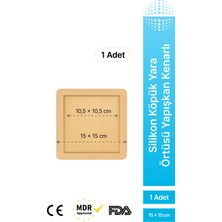 LUOFUCON® Silikon Yapışkanlı Gelişmiş Yara Örtüsü  Emici Kare Yara Bandı 15x15cm 1'li