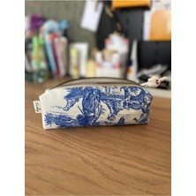 Mikasso Vintage Desen E L Yapımı Kalemlik Tekstil Mavi