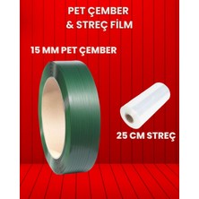 Dalpak Ambalaj 15 x 0,60 mm Yeşil Polyester Çember (Pet Çember ) + 25 cm Streç Film