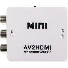 Microcase RCA to HDMI Dönüştürücü 1080P Mini AV2HDMI - AL2666 Beyaz Renkli Tak-Çalıştır Cihaz
