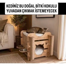 Asrimo 3 Fonksiyon Bir Arada Ahşap Kedi Evi