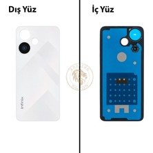 Arsking Infinix Hot 30i Beyaz Uyumlu Arka Kapak Arka Cam Batarya Pil Kapağı Lazer Kesim Back Cover