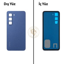 Arsking Infinix Hot 60i Mavi Uyumlu Arka Kapak Arka Cam Batarya Pil Kapağı Lazer Kesim Back Cover