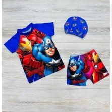 Neat Kids Erkek Çocuk Avengers 3 Parça Bone Tişört Şort Mayo Takımı
