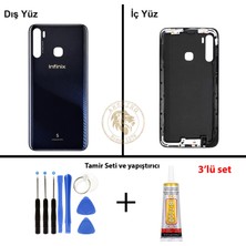 Arsking Infinix S5 Lacivert Uyumlu Arka Kapak + Yapıştırıcı ve Vida Seti Arka Cam Batarya Pil Kapağı