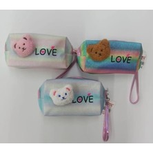 Mikasso Kalem Çantası Simli Love Cat 7702 Tekstil Çok Renkli