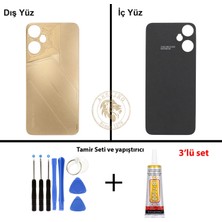 Arsking Tecno Pova Neo 3 Altın Uyumlu Arka Kapak + Yapıştırıcı ve Vida Seti Arka Cam Batarya Pil Kapağı