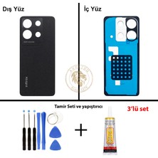 Arsking Infinix Note 30 Siyah Uyumlu Arka Kapak + Yapıştırıcı ve Vida Seti Arka Cam Batarya Pil Kapağı