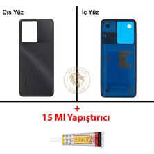 Arsking Infinix Note 12 Siyah Uyumlu Arka Kapak + B7000 Yapıştırıcı Arka Cam Batarya Pil Kapağı Lazer Kesim