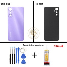 Arsking Infinix Hot 20 Mor Uyumlu Arka Kapak + Yapıştırıcı ve Vida Seti Arka Cam Batarya Pil Kapağı