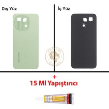 Arsking Tecno Spark Go 1 Yeşil Uyumlu Arka Kapak + B7000 Yapıştırıcı Arka Cam Batarya Pil Kapağı Lazer Kesim