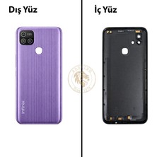 Arsking Infinix Hot 10i Mor Uyumlu Lensli Arka Kapak Arka Cam Batarya Pil Kapağı Lazer Kesim Back Cover