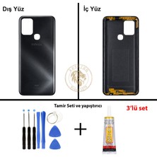 Arsking Infinix Hot 10 Siyah Uyumlu Arka Kapak + Yapıştırıcı ve Vida Seti Arka Cam Batarya Pil Kapağı