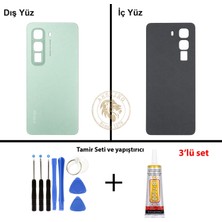 Arsking Infinix Hot 50 Yeşil Uyumlu Arka Kapak + Yapıştırıcı ve Vida Seti Arka Cam Batarya Pil Kapağı