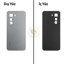 Arsking Infinix Hot 50 Pro Titanyum Gri Uyumlu Arka Kapak Arka Cam Batarya Pil Kapağı Lazer Kesim Back Cover