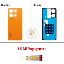 Arsking Infinix Note 30 Turuncu Uyumlu Arka Kapak + B7000 Yapıştırıcı Arka Cam Batarya Pil Kapağı Back Cover