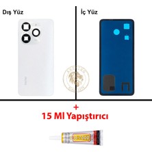 Arsking Tecno Spark Go 2024 Beyaz Uyumlu Lensli Arka Kapak + B7000 Yapıştırıcı Arka Cam Batarya Pil Kapağı