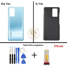 Arsking Infinix Note 10 Pro Mavi Uyumlu Arka Kapak + Yapıştırıcı ve Vida Seti Arka Cam Batarya Pil Kapağı